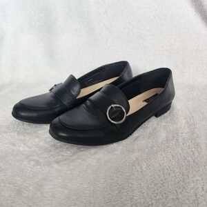 Jones New York Signature Size 8 Black Faux Leather Loafer